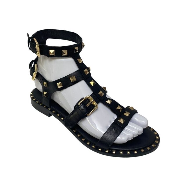 ASH Pacific Gladiator Sandals Size 6 Black Studded Strappy Womens Flats - Picture 3 of 16